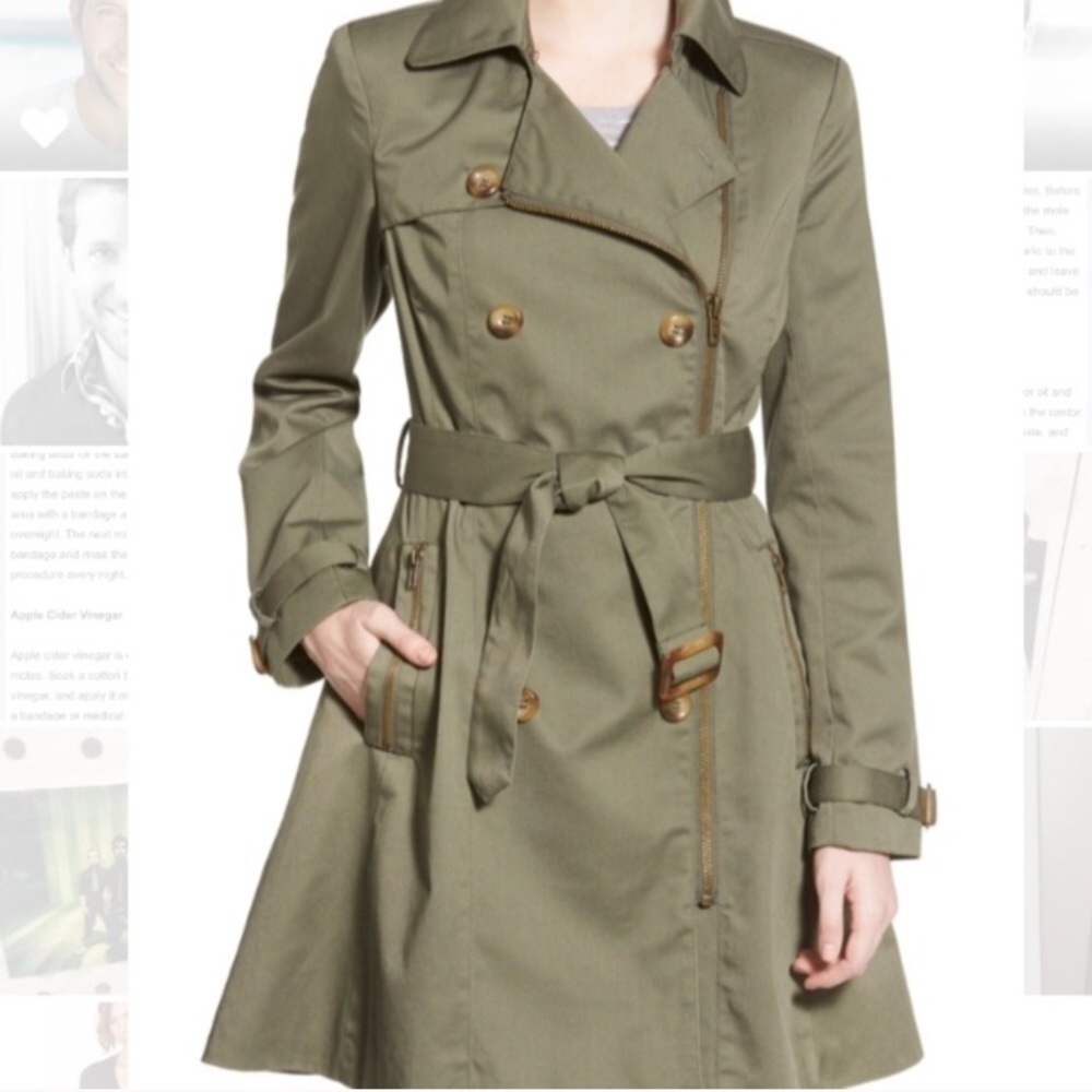 Nordstrom green trench coat XS